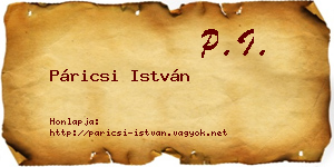Páricsi István névjegykártya