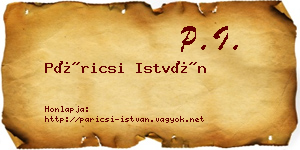 Páricsi István névjegykártya